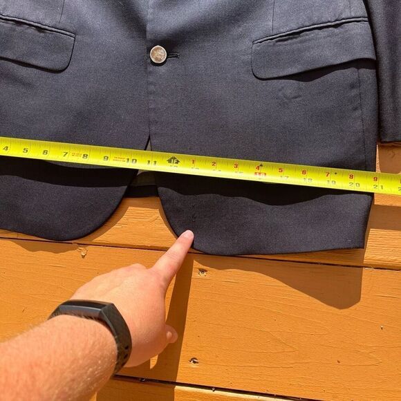 Burberry Suit Jacket Blazer Size 42R Mens Navy Blue Wool Single Vent 2 Button - Picture 6 of 15